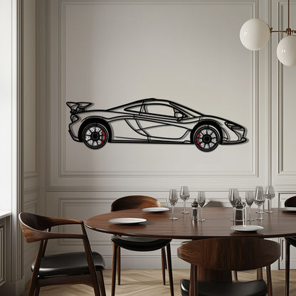 McLaren P1 Metal Car Wall Art with Rotating Wheels - Ultimate Hybrid Hypercar Silhouette - Interactive Automotive Wall Decor - KAFMEKA150 - Tampa Home & Garden Store