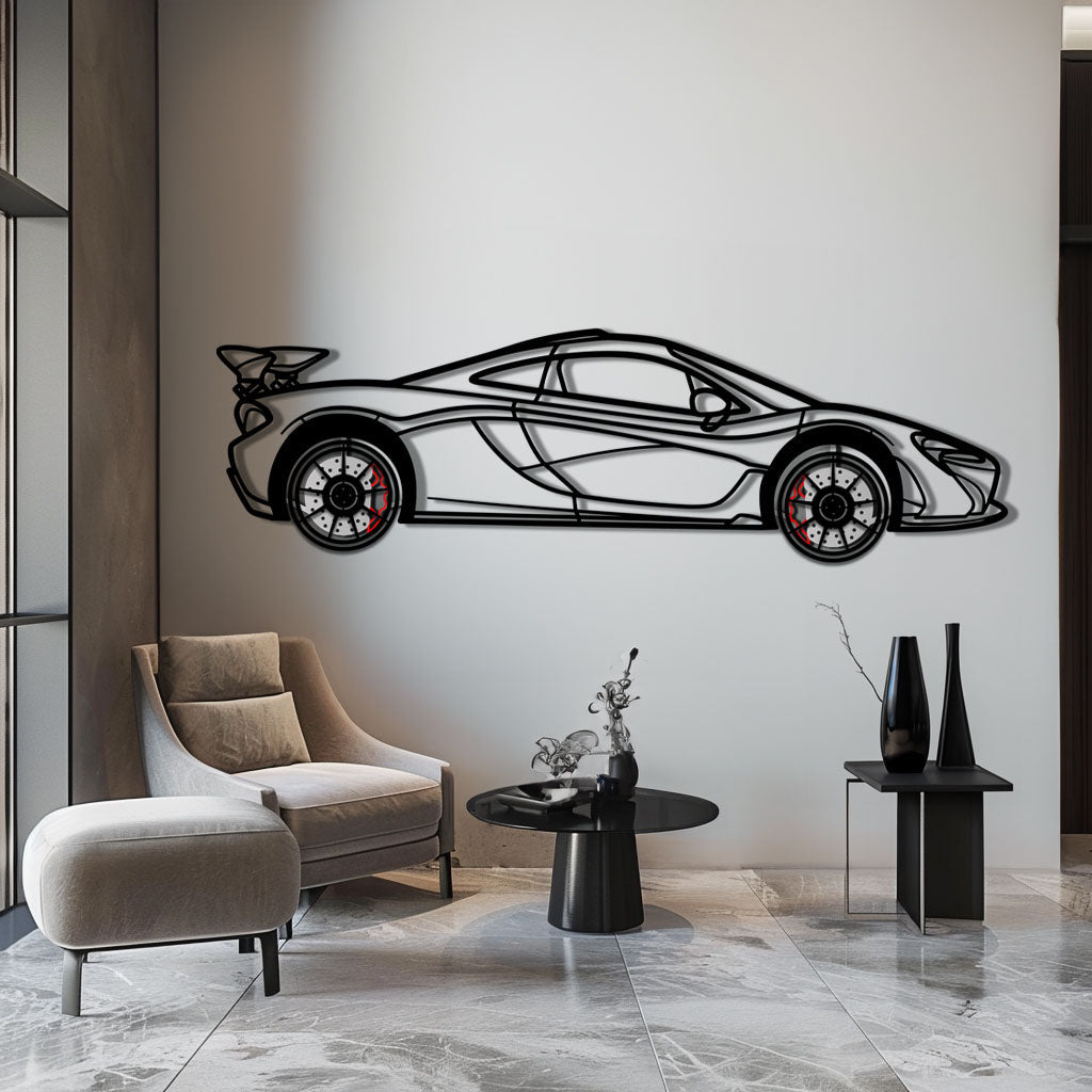 McLaren P1 Metal Car Wall Art with Rotating Wheels - Ultimate Hybrid Hypercar Silhouette - Interactive Automotive Wall Decor - KAFMEKA150 - Tampa Home & Garden Store