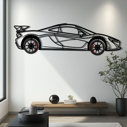 McLaren P1 Metal Car Wall Art with Rotating Wheels - Ultimate Hybrid Hypercar Silhouette - Interactive Automotive Wall Decor - KAFMEKA150 - Tampa Home & Garden Store