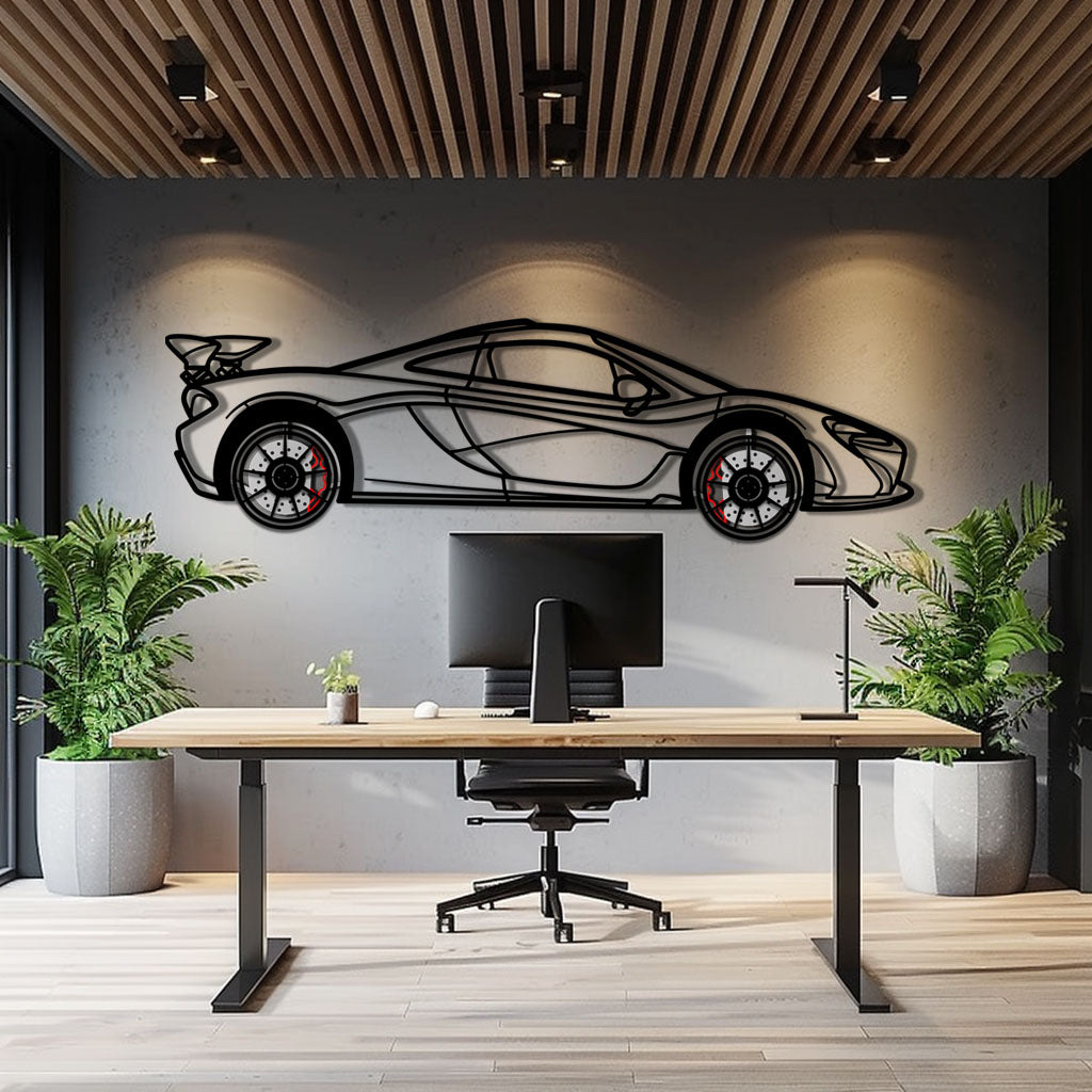 McLaren P1 Metal Car Wall Art with Rotating Wheels - Ultimate Hybrid Hypercar Silhouette - Interactive Automotive Wall Decor - KAFMEKA150 - Tampa Home & Garden Store