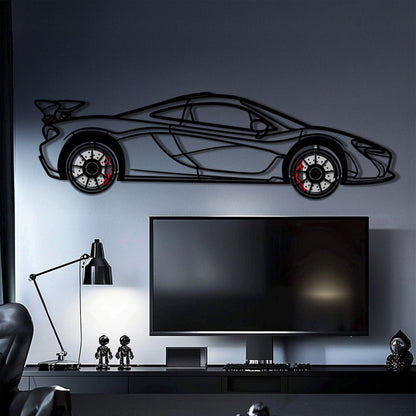 McLaren P1 Metal Car Wall Art with Rotating Wheels - Ultimate Hybrid Hypercar Silhouette - Interactive Automotive Wall Decor - KAFMEKA150 - Tampa Home & Garden Store