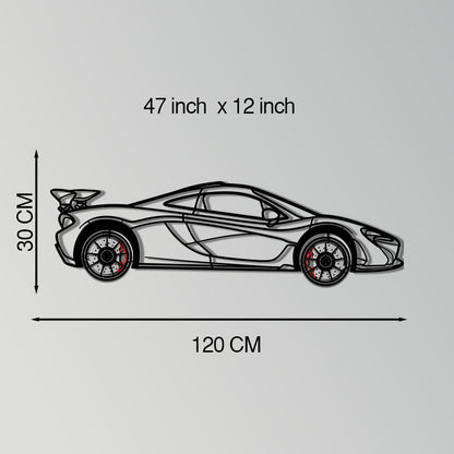 McLaren P1 Metal Car Wall Art with Rotating Wheels - Ultimate Hybrid Hypercar Silhouette - Interactive Automotive Wall Decor - KAFMEKA150 - Tampa Home & Garden Store