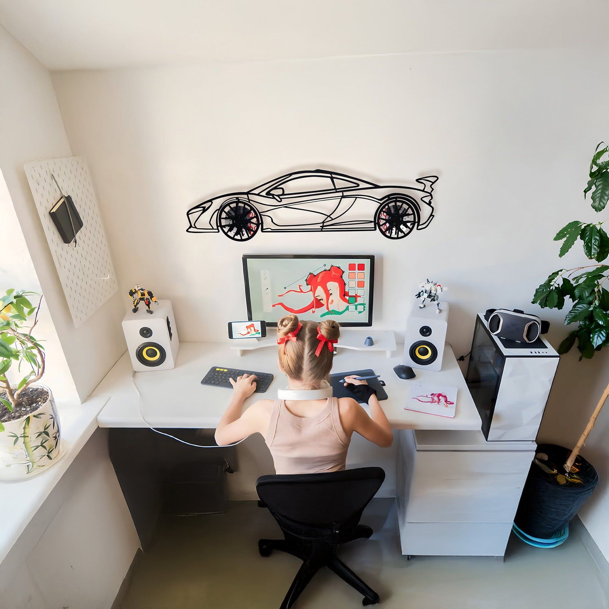 McLaren Wall Art – Exotic Supercar Steel Silhouette with Spinning Wheels-KAFMEKA031 - Tampa Home & Garden Store