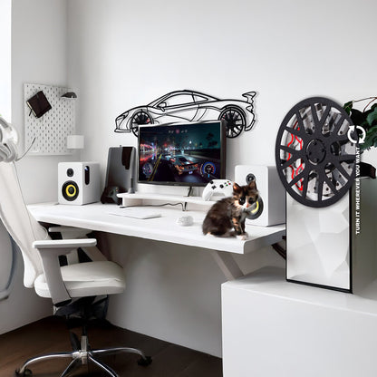 McLaren Wall Art – Exotic Supercar Steel Silhouette with Spinning Wheels-KAFMEKA031 - Tampa Home & Garden Store