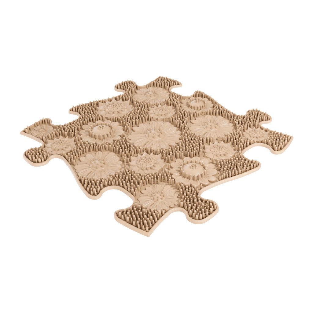 Natural Sensory Playmat Set beige interlocking tiles with floral discs and bristles on Tampa Home & Garden Store