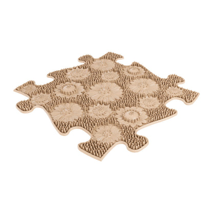 Natural Sensory Playmat Set beige interlocking tiles with floral discs and bristles on Tampa Home & Garden Store