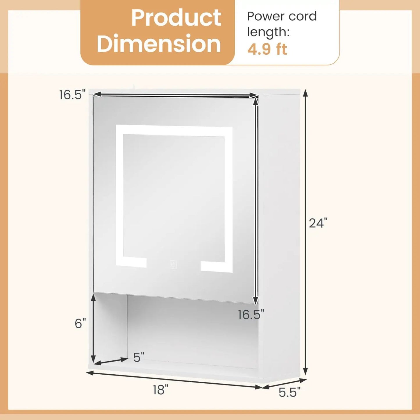 Medicine Cabinet Mirror and 3 Color LED Lights