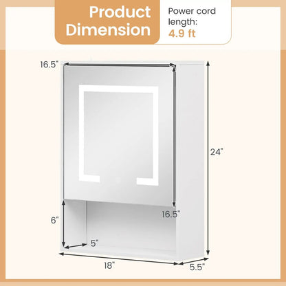 Medicine Cabinet Mirror and 3 Color LED Lights