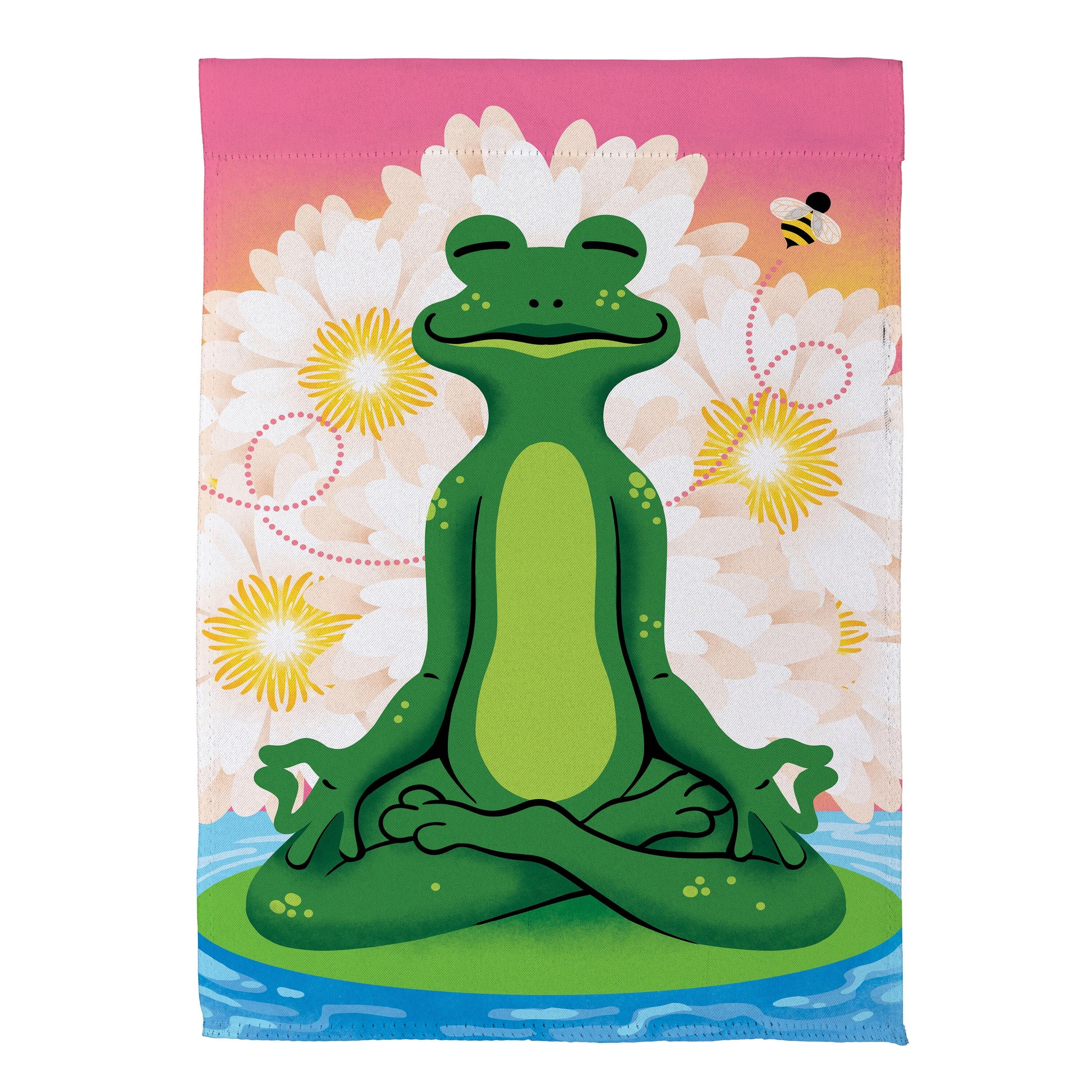 Meditating Summer Frog Suede Garden Flag - Tampa Home & Garden Store