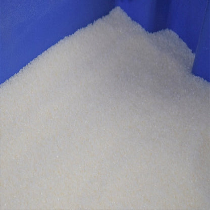 Stockosorb Polymers granular white soil amendment in a blue bin Rivendell Distribution on Tampa Home & Garden Store