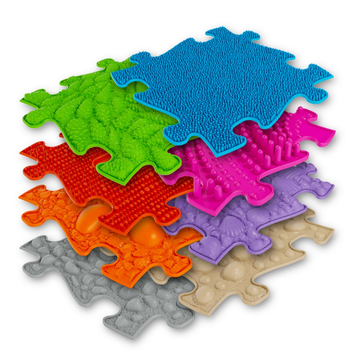 Medium 1 Sensory Playmat Set by TINNITOTS interlocking color mats in blue green pink purple on Tampa Home & Garden Store