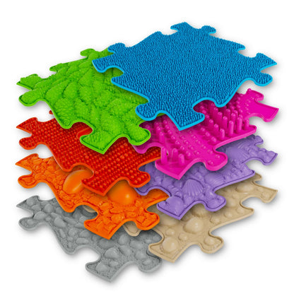 Medium 1 Sensory Playmat Set by TINNITOTS interlocking color mats in blue green pink purple on Tampa Home & Garden Store