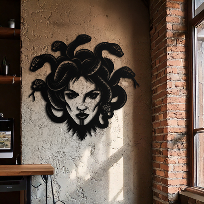 Medusa Metal Wall Art - Mythological Snake Hair Woman Steel Wall Decor- KAF481 - Tampa Home & Garden Store
