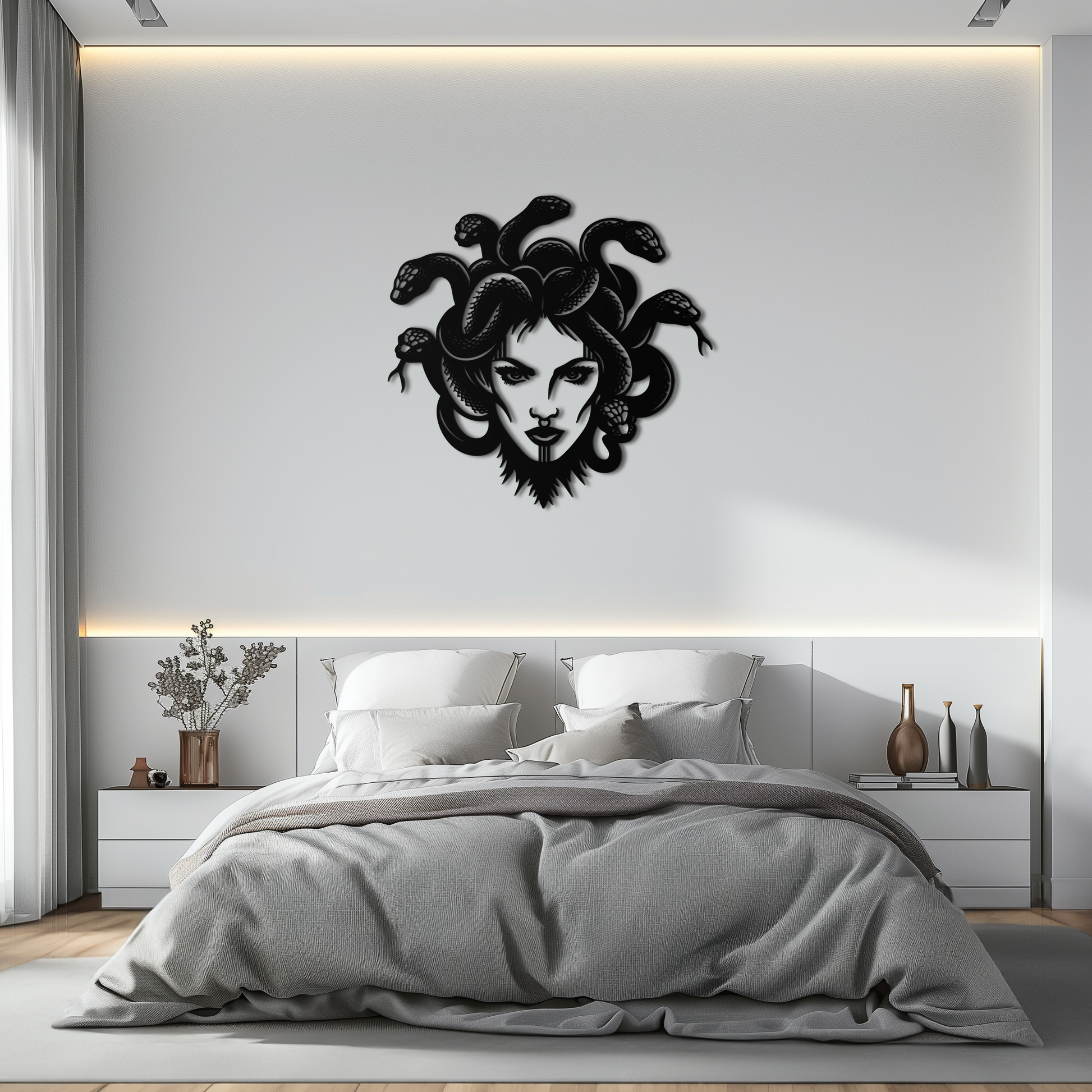 Medusa Metal Wall Art - Mythological Snake Hair Woman Steel Wall Decor- KAF481 - Tampa Home & Garden Store