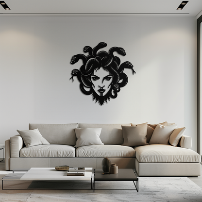 Medusa Metal Wall Art - Mythological Snake Hair Woman Steel Wall Decor- KAF481 - Tampa Home & Garden Store