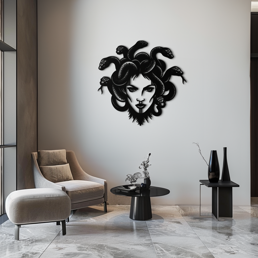 Medusa Metal Wall Art - Mythological Snake Hair Woman Steel Wall Decor- KAF481 - Tampa Home & Garden Store