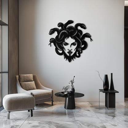 Medusa Metal Wall Art - Mythological Snake Hair Woman Steel Wall Decor- KAF481 - Tampa Home & Garden Store
