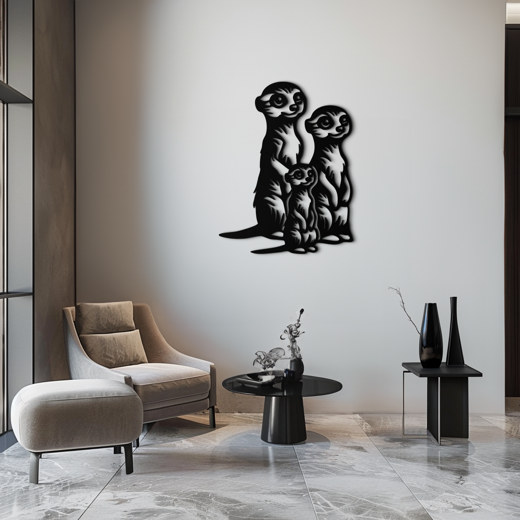 Meerkat Family Metal Wall Art – Playful Animal Silhouette Decor for Nature Lovers- KAF595 - Tampa Home & Garden Store