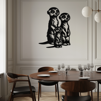 Meerkat Family Metal Wall Art – Playful Animal Silhouette Decor for Nature Lovers- KAF595 - Tampa Home & Garden Store