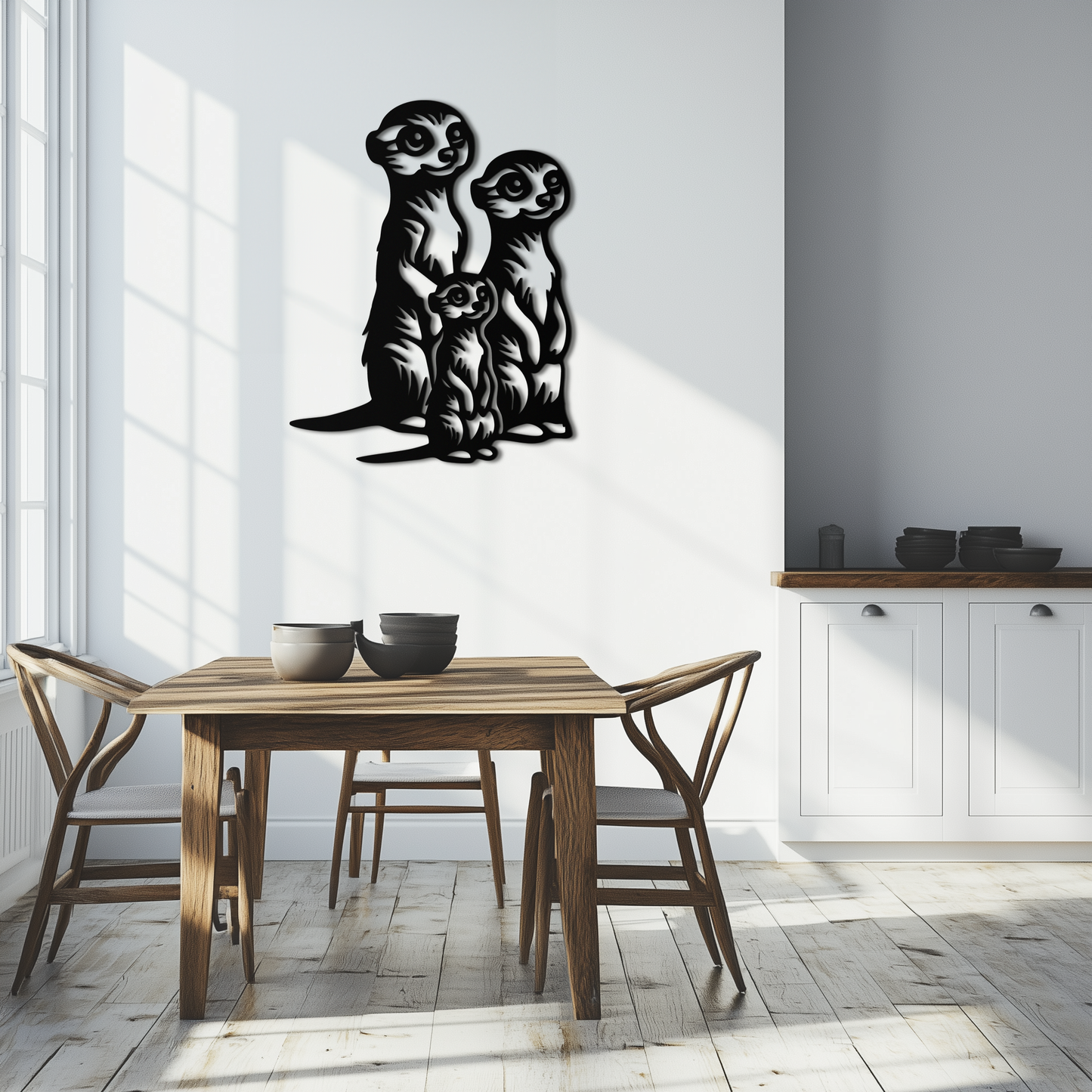 Meerkat Family Metal Wall Art – Playful Animal Silhouette Decor for Nature Lovers- KAF595 - Tampa Home & Garden Store