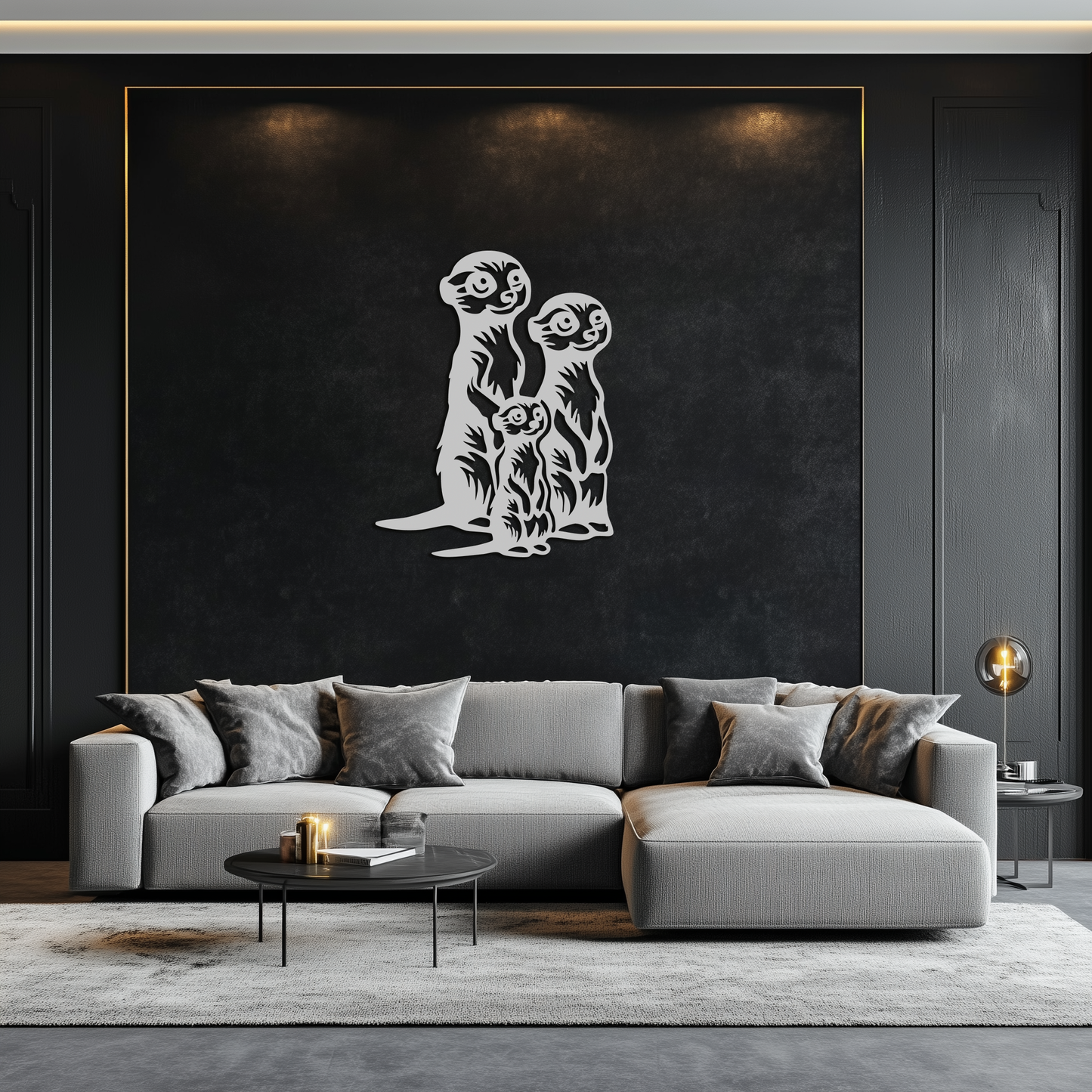 Meerkat Family Metal Wall Art – Playful Animal Silhouette Decor for Nature Lovers- KAF595 - Tampa Home & Garden Store