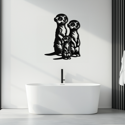 Meerkat Family Metal Wall Art – Playful Animal Silhouette Decor for Nature Lovers- KAF595 - Tampa Home & Garden Store
