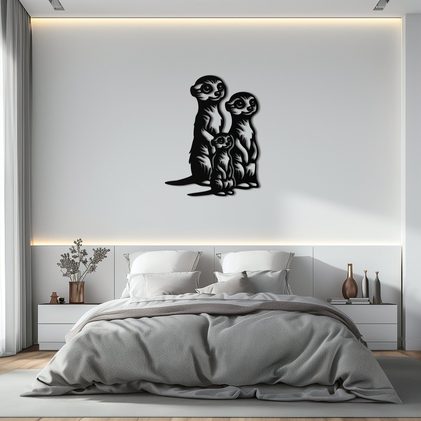 Meerkat Family Metal Wall Art – Playful Animal Silhouette Decor for Nature Lovers- KAF595 - Tampa Home & Garden Store