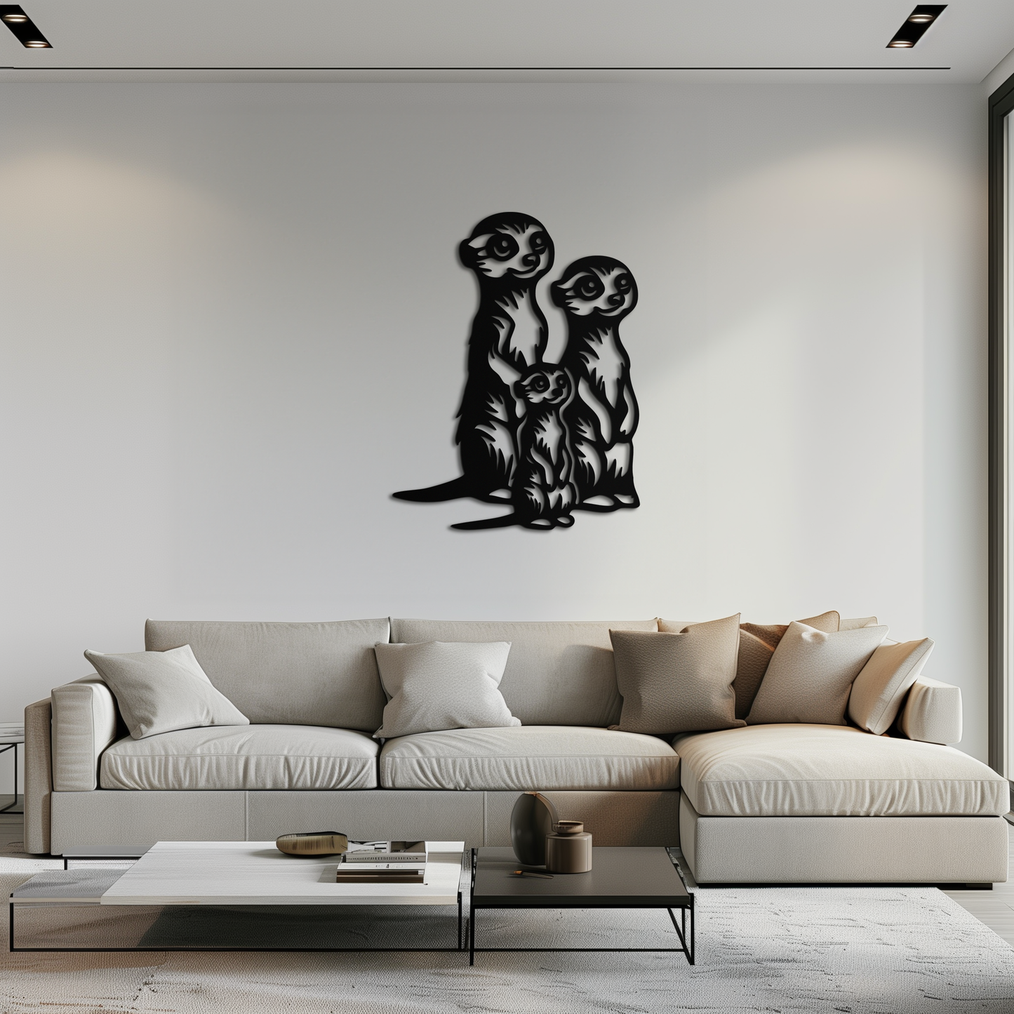 Meerkat Family Metal Wall Art – Playful Animal Silhouette Decor for Nature Lovers- KAF595 - Tampa Home & Garden Store
