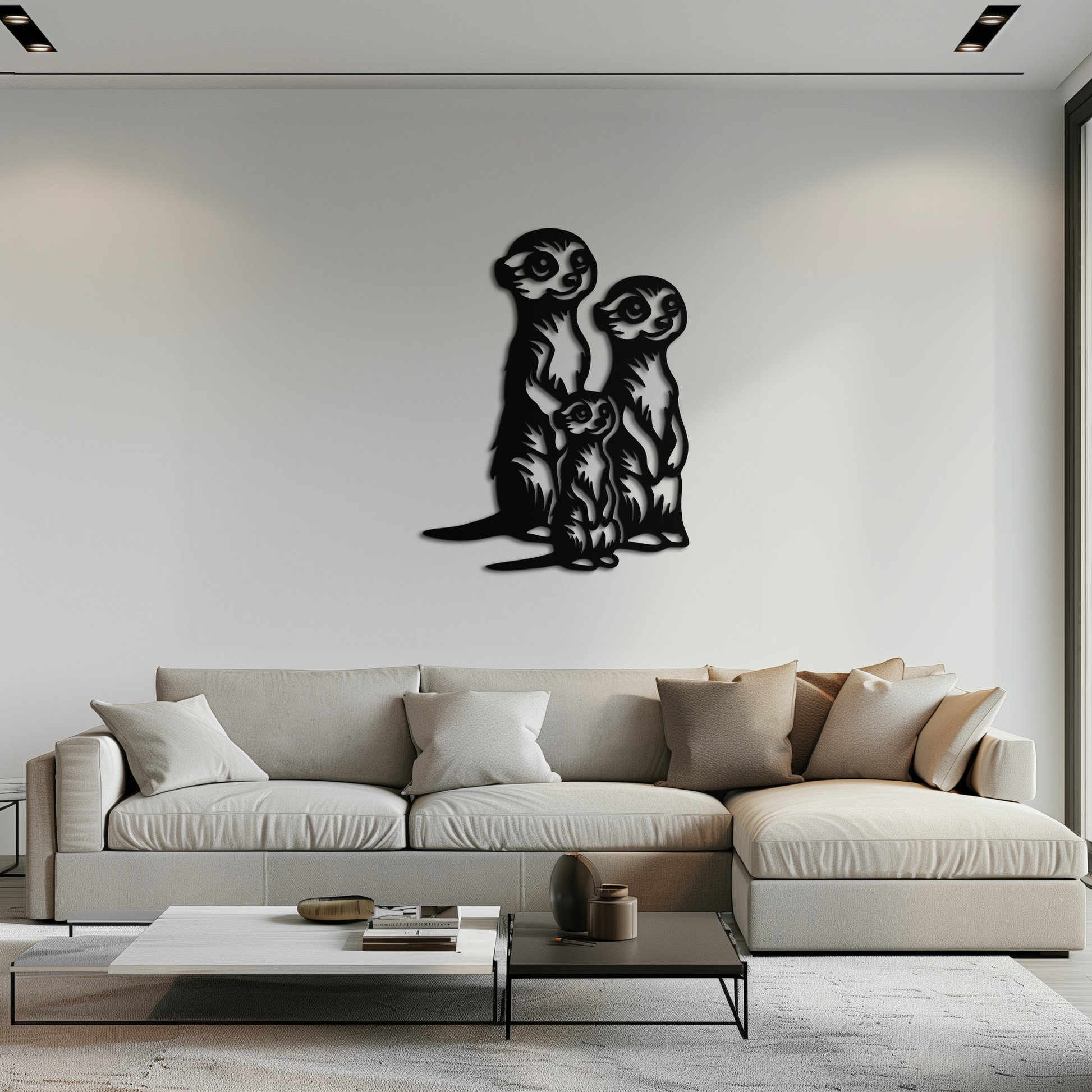 Meerkat Family Metal Wall Art – Playful Animal Silhouette Decor for Nature Lovers- KAF595 - Tampa Home & Garden Store