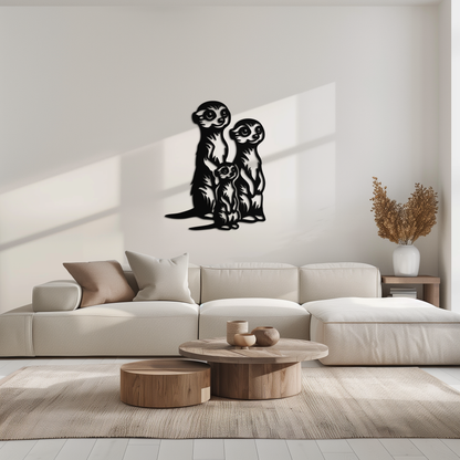 Meerkat Family Metal Wall Art – Playful Animal Silhouette Decor for Nature Lovers- KAF595 - Tampa Home & Garden Store
