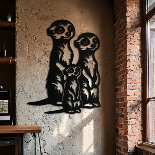 Meerkat Family Metal Wall Art – Playful Animal Silhouette Decor for Nature Lovers- KAF595 - Tampa Home & Garden Store