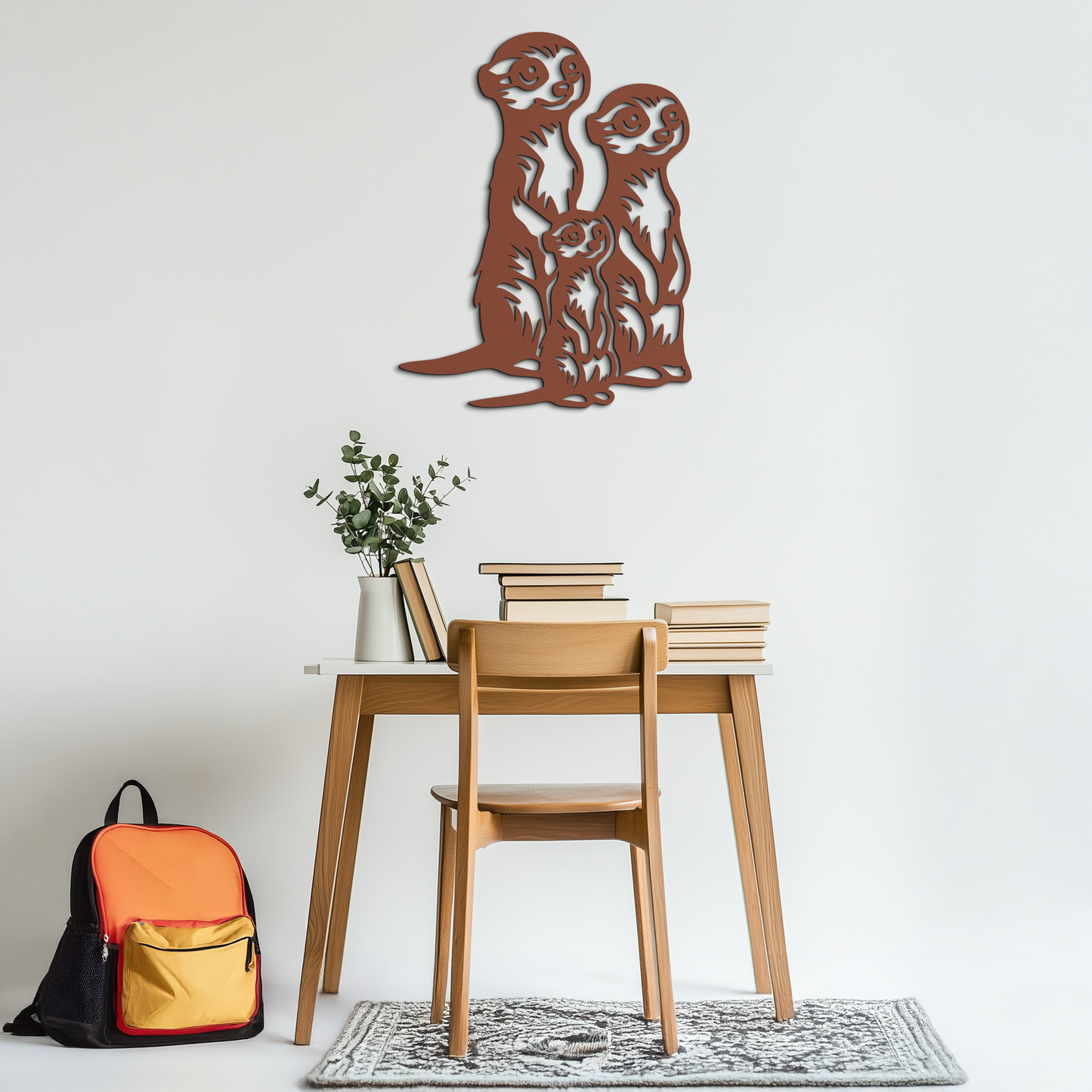 Meerkat Family Metal Wall Art – Playful Animal Silhouette Decor for Nature Lovers- KAF595 - Tampa Home & Garden Store