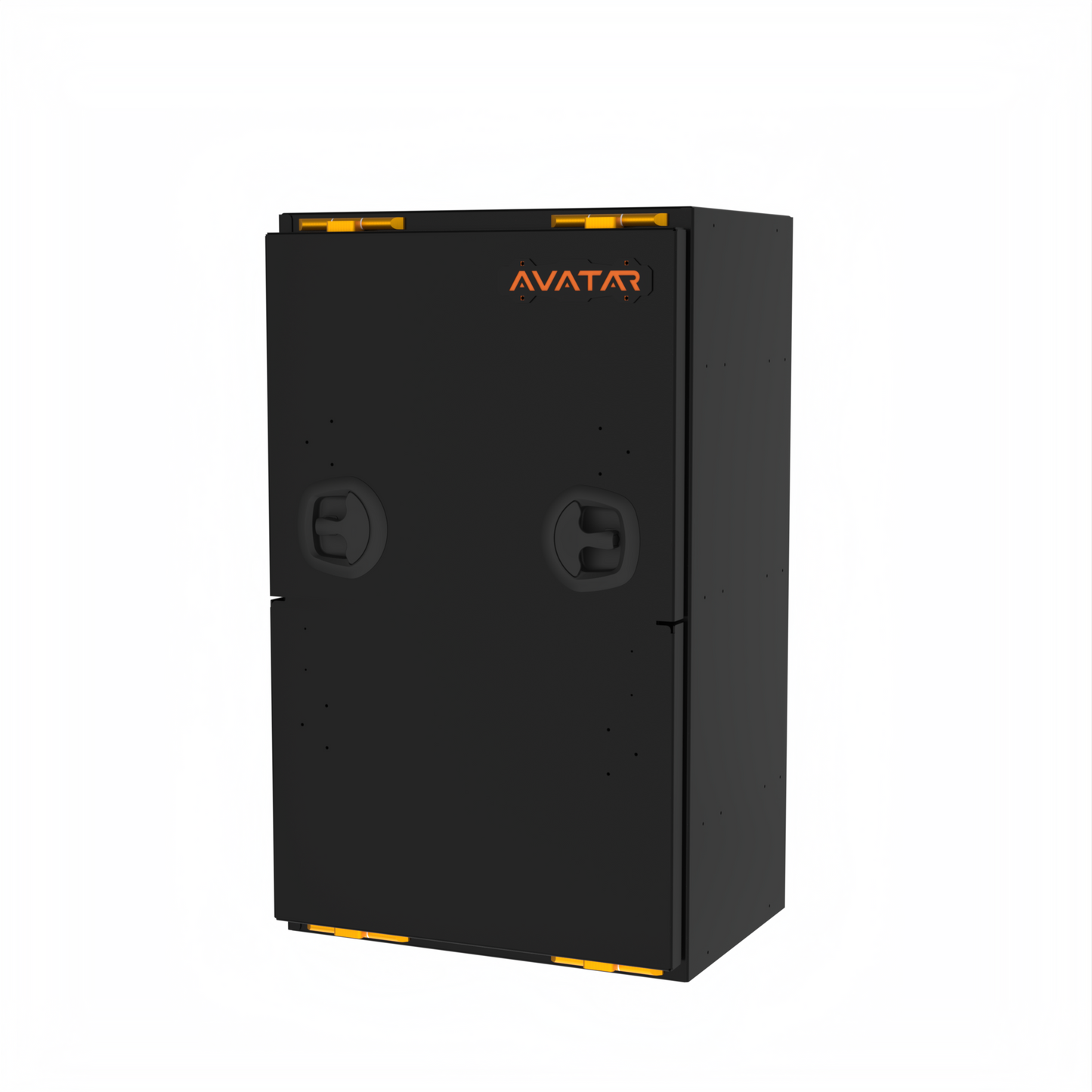 Avatar Mega Storage Box black with orange latches and logo on Tampa Home & Garden Store