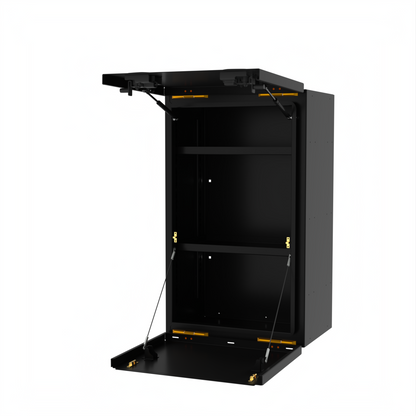 Avatar Mega Storage Box black metal cabinet with open lid and gas struts by avatar offroad on Tampa Home & Garden Store