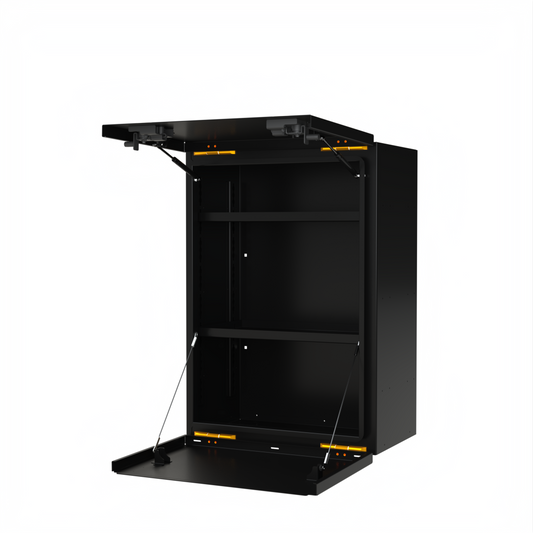 Avatar Mega Storage Box black metal cabinet with hydraulic lid supports by avatar offroad on Tampa Home & Garden Store