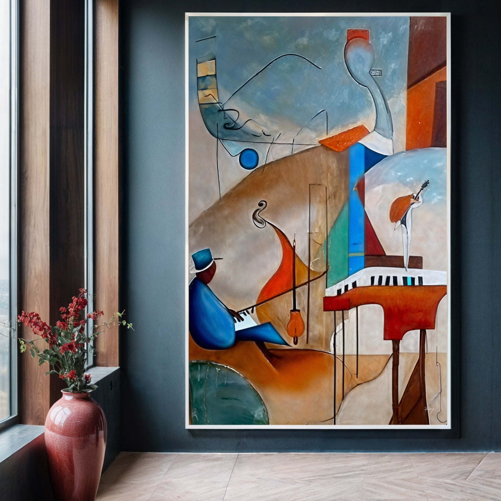 Canvas Print Melodic Abstraction by Tailored Canvases; abstract musician with guitar, blues on Tampa Home & Garden Store