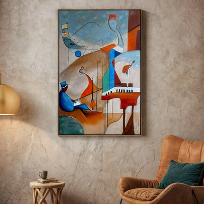Canvas Print Melodic Abstraction framed blue and orange shapes Tailored Canvases on Tampa Home & Garden Store