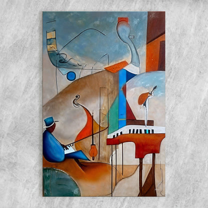 Canvas Print Melodic Abstraction by Tailored Canvases; abstract shapes in blue teal and brown on Tampa Home & Garden Store