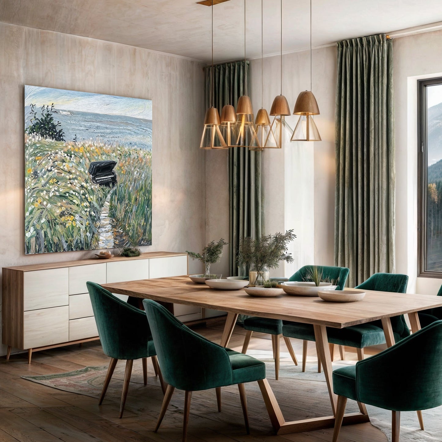 Canvas Print Melodic Seclusion by Tailored Canvases; grasses by sea in blues and greens on Tampa Home & Garden Store