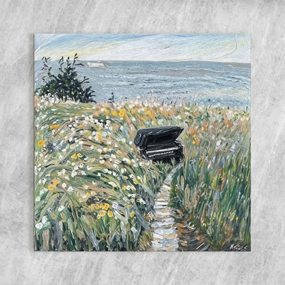 Canvas print Melodic Seclusion by Tailored Canvases, coastal scene with ocean and wildflowers on Tampa Home & Garden Store