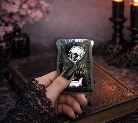 Memento Mori Sticker: Gothic Skull Hourglass, Waterproof Vinyl - Tampa Home & Garden Store