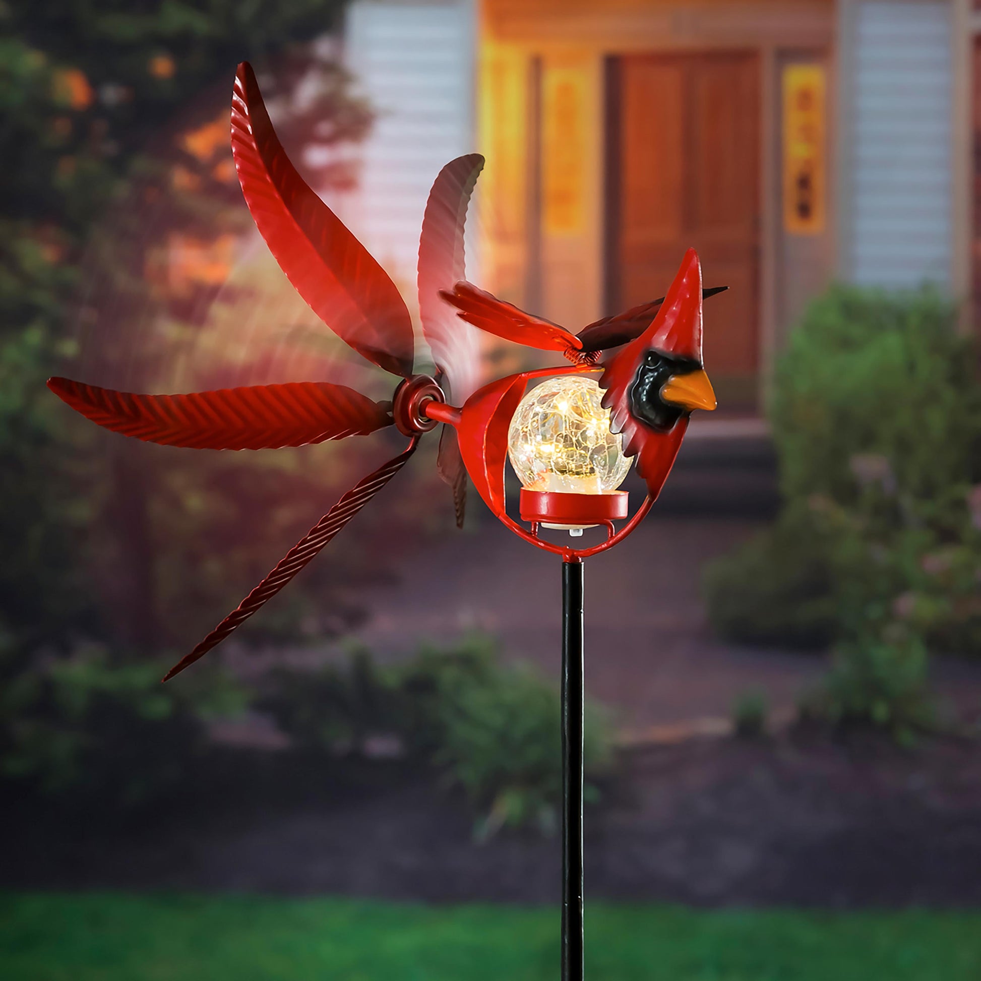 Memorial Mobile, Solar Cardinal Metal Wind Spinner with Glass Orb - Tampa Home & Garden Store