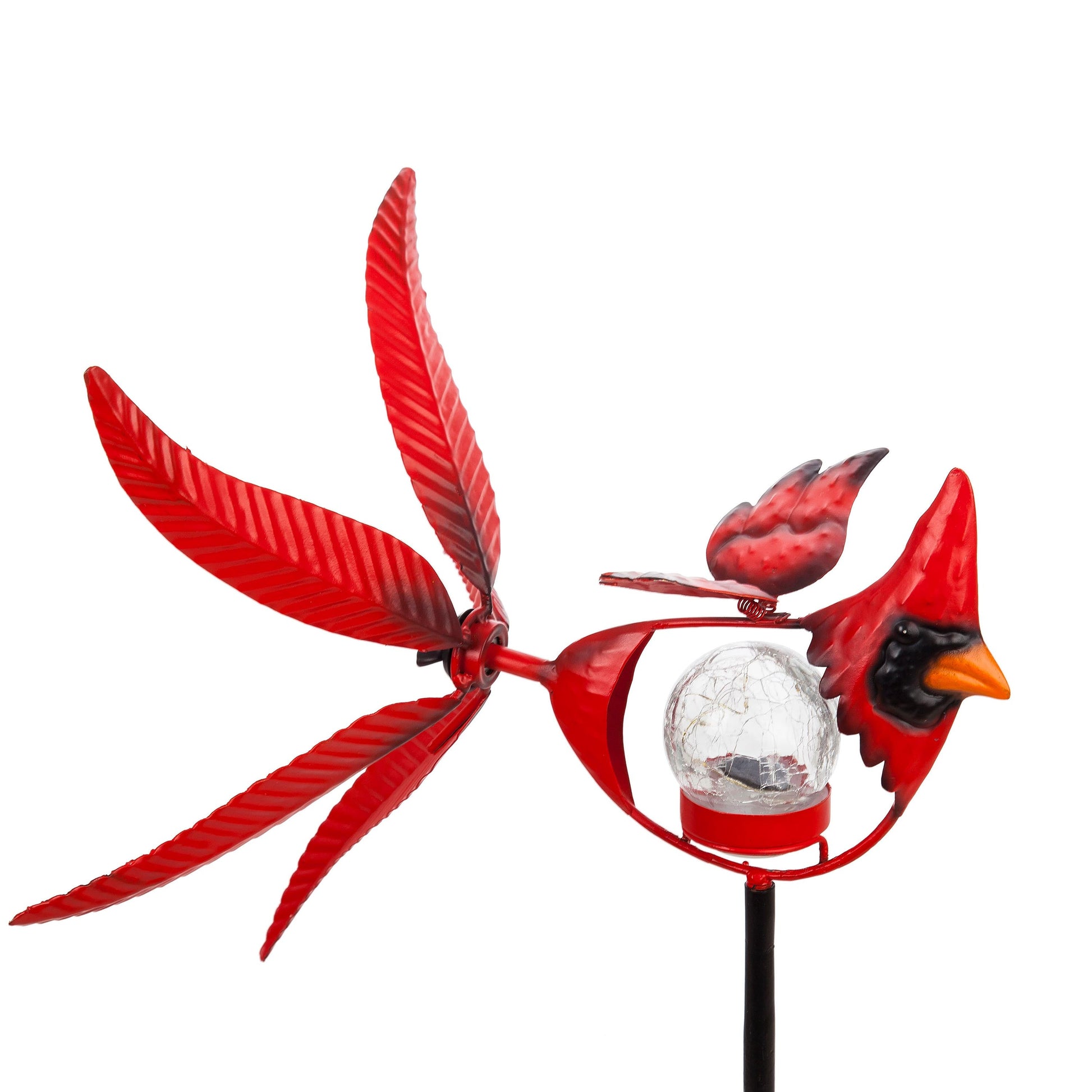 Memorial Mobile, Solar Cardinal Metal Wind Spinner with Glass Orb - Tampa Home & Garden Store