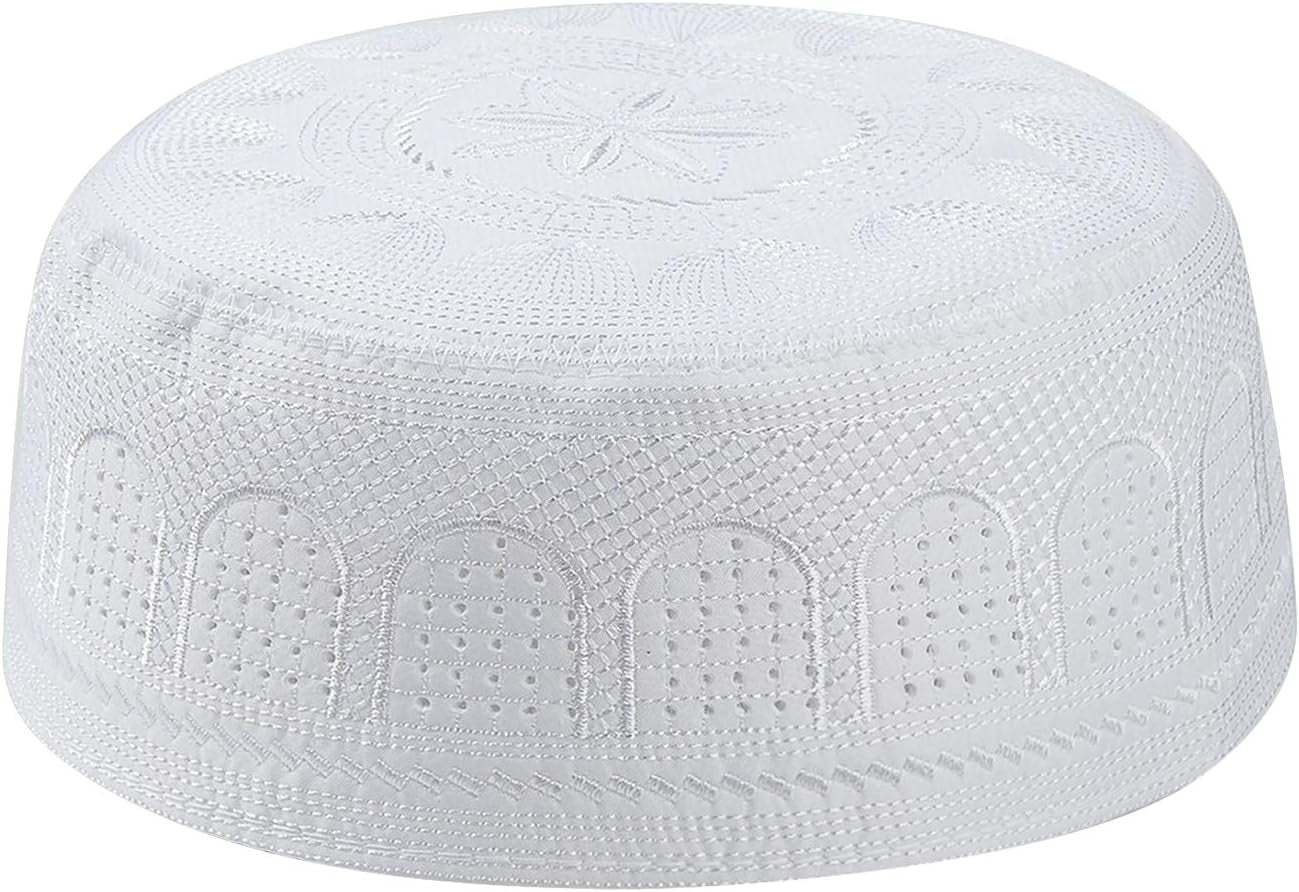 Men’s Muslim Prayer Kufi Hat – Embroidered Islamic Beanie Skull Cap, Traditional Kofia Topi, Lightweight Sun Hat - Tampa Home & Garden Store