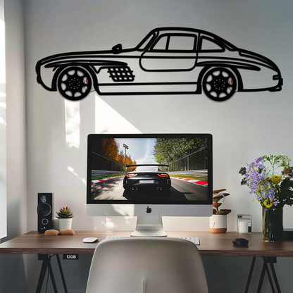 Mercedes 300 SL Metal Wall Art – Classic Gullwing Silhouette with Rotating Wheels ✨🏁KAFMEKA070 - Tampa Home & Garden Store