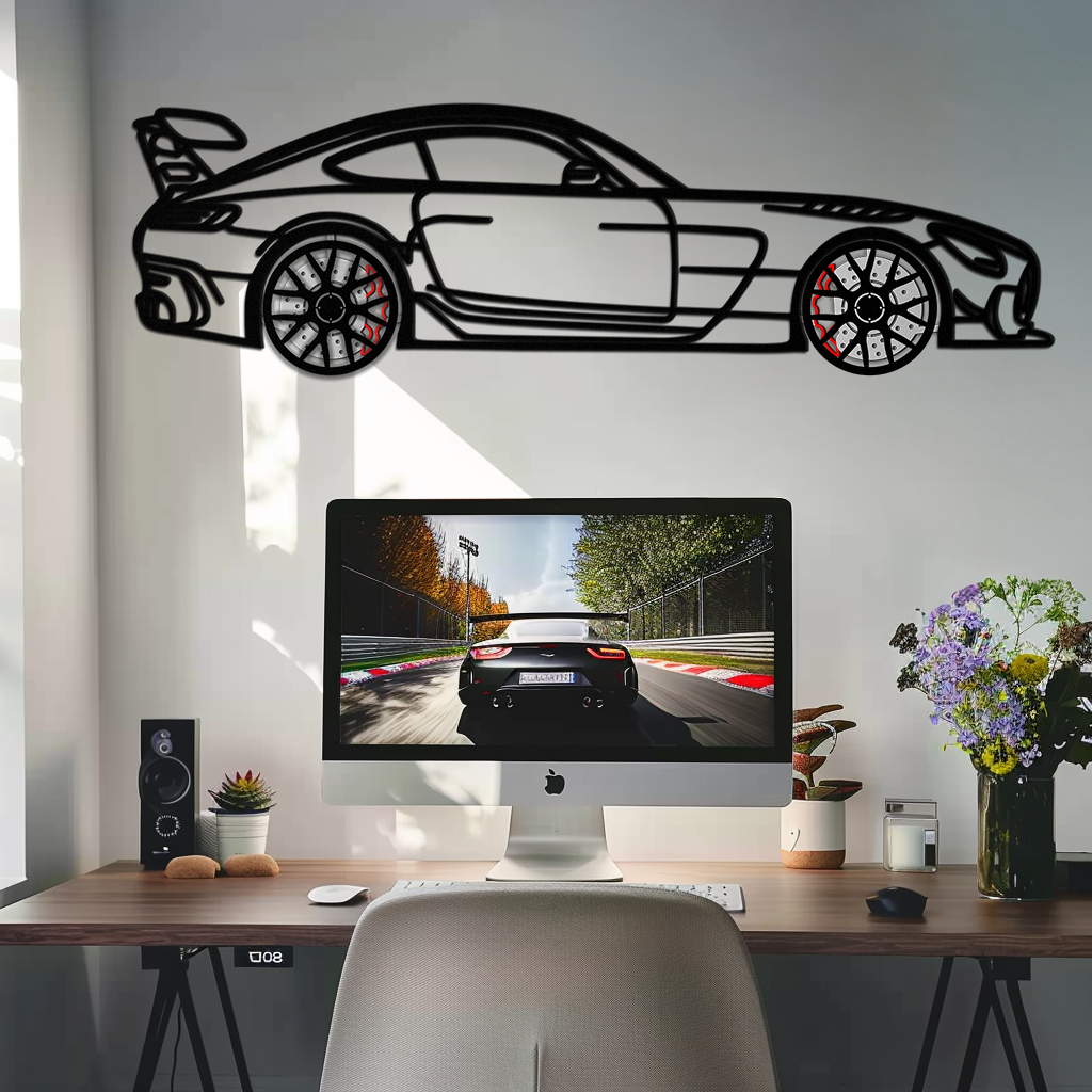 Mercedes AMG GT Metal Wall Art – Rotating Wheels • Luxury Car Silhouette Decor for Garage & HomeKAFMEKA072 - Tampa Home & Garden Store