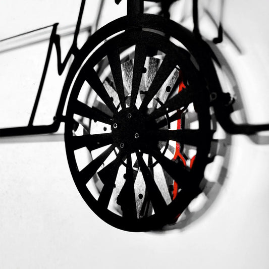Mercedes AMG GT R metal wall art silhouette with black steel spokes on Tampa Home & Garden Store