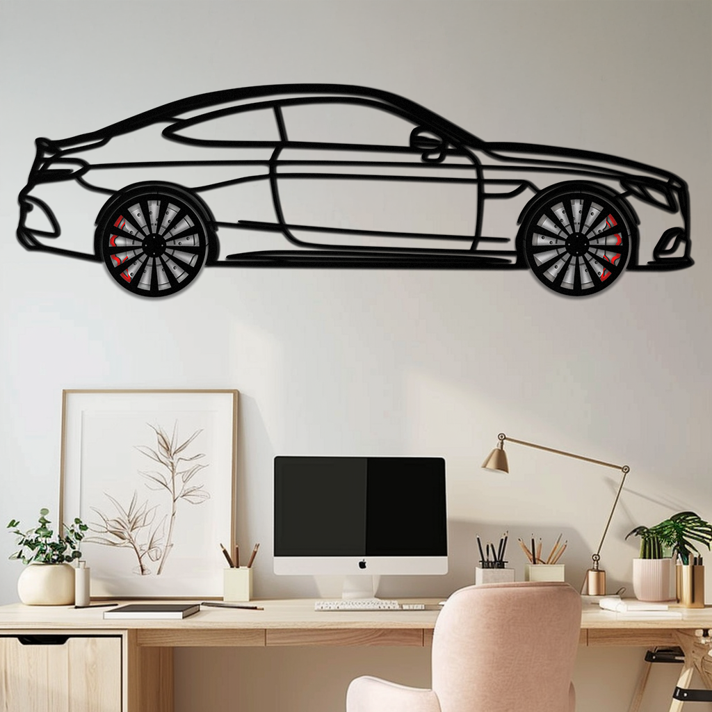 Mercedes C300 Coupe Metal Wall Art – Rotating Wheels Edition – Luxury Car Silhouette Decor for Home, Office & Garage - KAFMEKA074 - Tampa Home & Garden Store