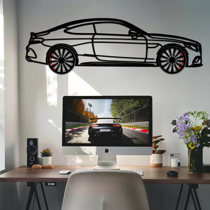 Mercedes C300 Coupe Metal Wall Art – Rotating Wheels Edition – Luxury Car Silhouette Decor for Home, Office & Garage - KAFMEKA074 - Tampa Home & Garden Store