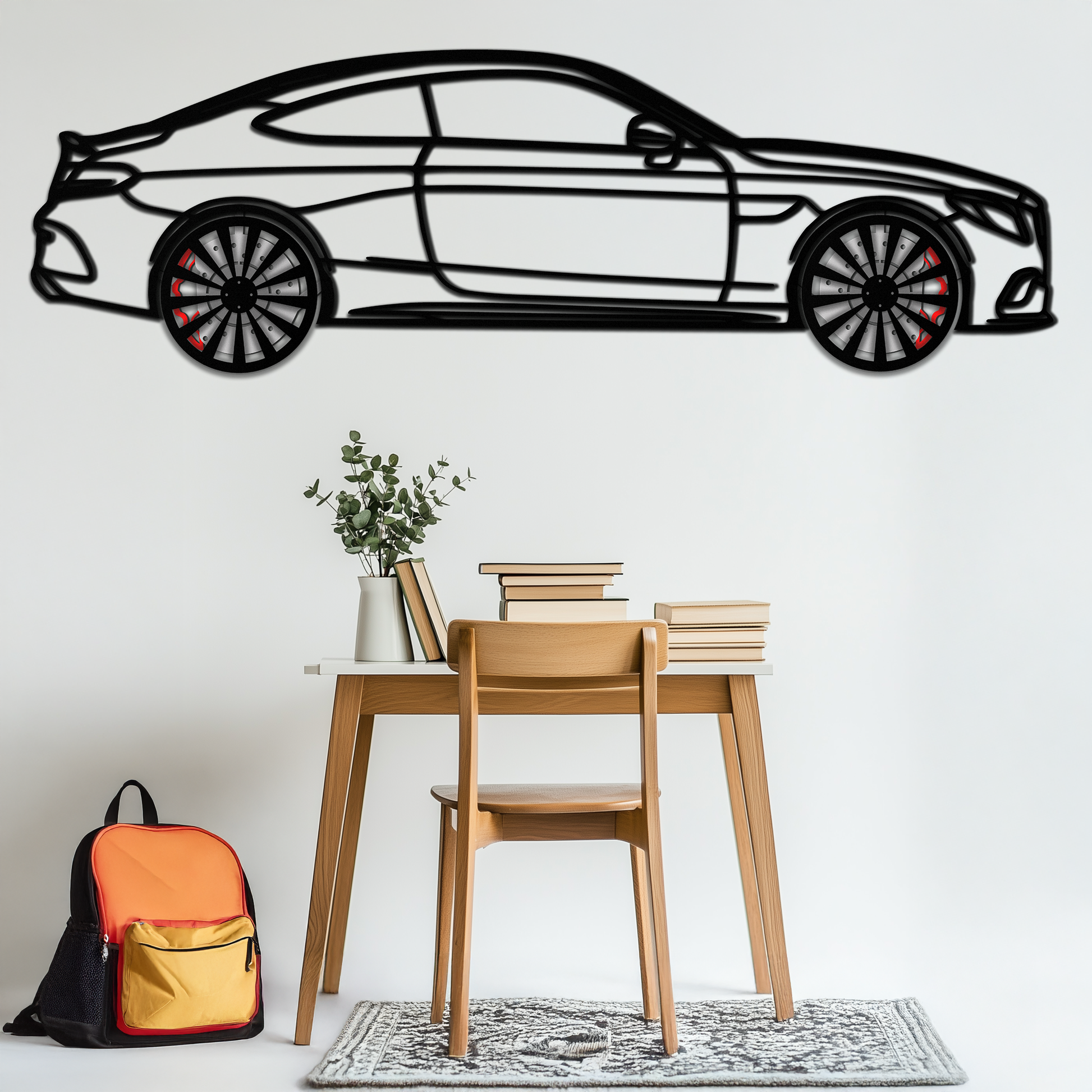 Mercedes C300 Coupe Metal Wall Art – Rotating Wheels Edition – Luxury Car Silhouette Decor for Home, Office & Garage - KAFMEKA074 - Tampa Home & Garden Store
